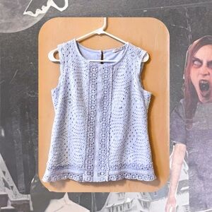 🍭 3/$30 dex the suit shop NY • light blue eyelet sleeveless tank top blouse